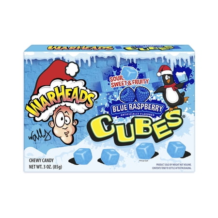 WARHEADS Blizzard Cubes Gummy Candy, Raspberry, 3oz Box