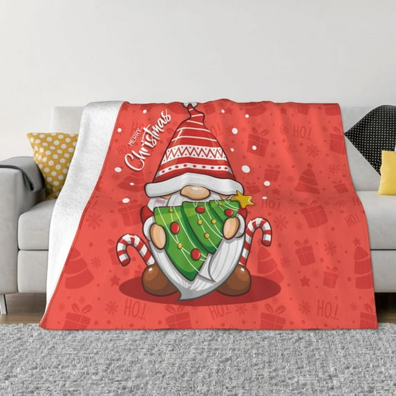 WARHOOME Throw Blanket for Bed Couch, Warm Cartoon Christmas Elf Flannel Decor Blankets for Sofa Office Camping Car Travel, 40 x 30 inches