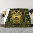 thumbnail image 1 of WARHOOME Throw Blanket for Bed Couch, Warm Death Tribe Skull Yellow Print Flannel Decor Blankets for Sofa Office Camping Car Travel, 40 x 30 inches, 1 of 8