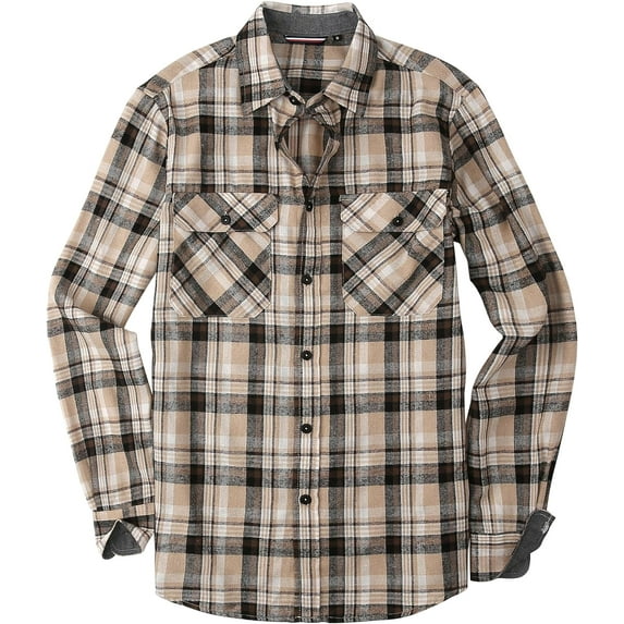 WARHORSEE Flannel Shirt for Men Long Sleeve Regular Fit Button Down Casual Plaid Shirt