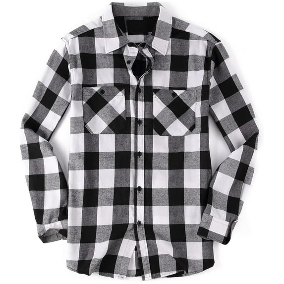 WARHORSEE Flannel Shirt for Men Long Sleeve Regular Fit Button Down Casual Plaid Shirt