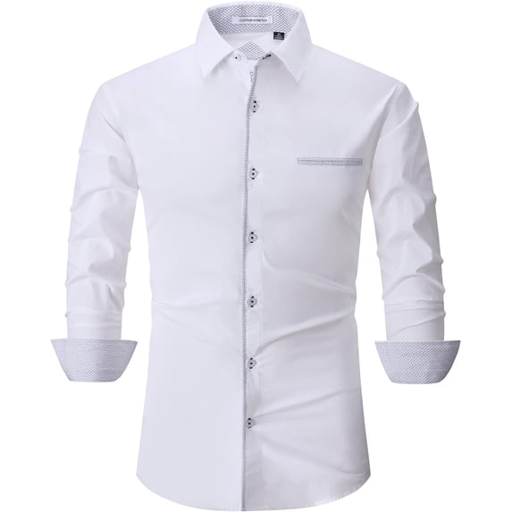 WARHORSEE Mens Dress Shirts Casual Button Down Shirt Long Sleeve Cotton Stretch Regular Fit