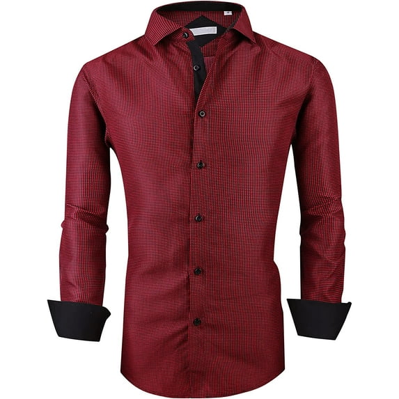 WARHORSEE Mens Dress Shirts Long Sleeve Regular Fit Printed Button Down Shirts