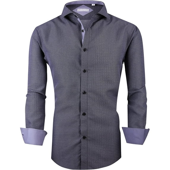 WARHORSEE Mens Dress Shirts Long Sleeve Regular Fit Printed Button Down Shirts
