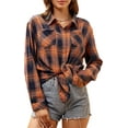 thumbnail image 1 of WARHORSEE Plaid Flannel Shirts for Women Long Sleeve, Loose Fit Womens Casual Flannels Button Down Shirts Blouses Tops, 1 of 9
