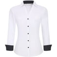 thumbnail image 1 of WARHORSEE Womens Button Down Shirt Long Sleeve Work Dress Shirts, V Neck Easy Care Stretchy Business Casual Blouses for Women, 1 of 5