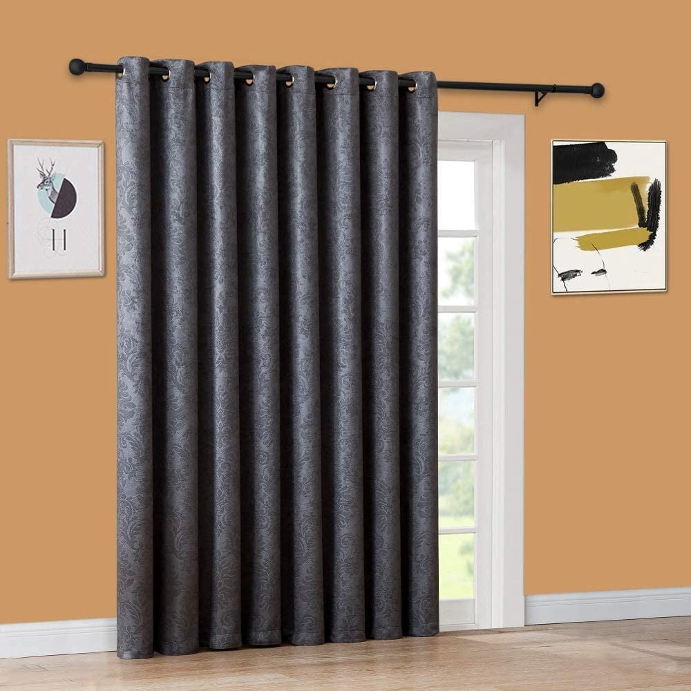 WARM HOME DESIGNS 1 Extra Wide, Extra Long 102" X 96" Panel of Charcoal Patio Door Curtains. Blackout Sliding Glass Door Curtain or Room Divider Drape. EV Charcoal Patio 96