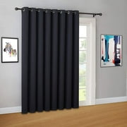 WARM HOME DESIGNS 1 Panel of Black Color Blackout Patio Door Curtains. Each Extra Wide Insulated Thermal Sliding Door Panel is 102" X 84" in Size and Can Be Used as Room Divider or Wall Cover.
