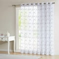 thumbnail image 1 of WARM HOME DESIGNS 1 Sheer White Faux-Linen Sliding Door Curtain Panel with Stitched Charcoal Leaf Embroidery. M Charcoal Patio 84, 1 of 5