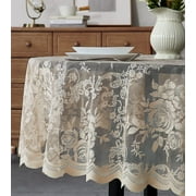 WARM HOME DESIGNS 36 Round Lace Tablecloth. Linen Gold Tablecloth for 2-4 Guests. LTC ROU Linen 36