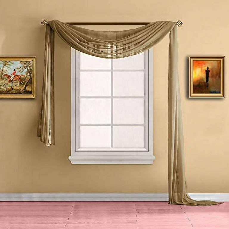 Sheer brown window scarf discount