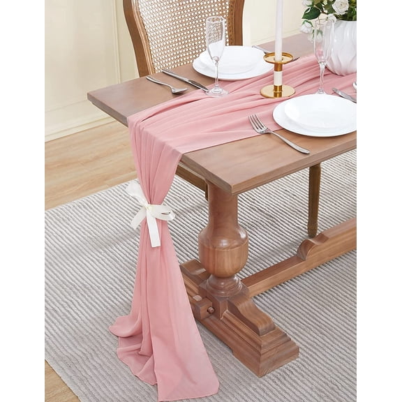 WARM HOME DESIGNS 35 x 156 Inch Dusty Rose Chiffon Fabric for Kitchen or Wedding Arch Decorations. CF 156 D ROSE