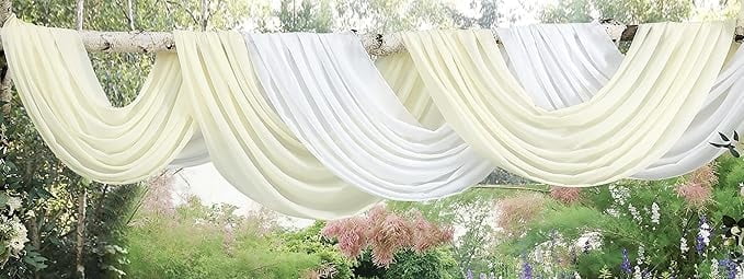 WARM HOME DESIGNS 4 Yards Ivory Chiffon Fabric for Kitchen or Wedding Arch Decorations. CF 144 IVORY