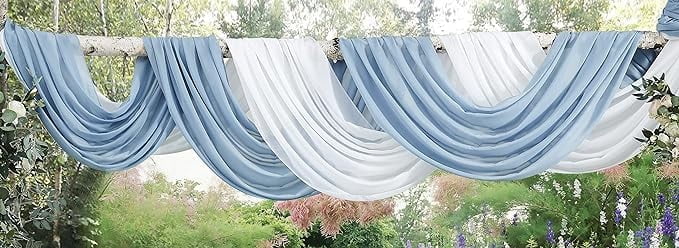 WARM HOME DESIGNS 6 Yards Dusty Blue Chiffon Fabric for Kitchen or Wedding Arch Decorations. CF 216 D BLUE