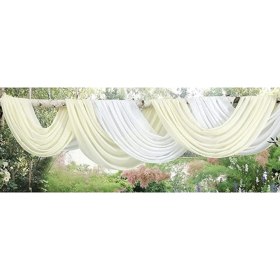 WARM HOME DESIGNS 8 Yards Ivory Chiffon Fabric for Kitchen or Wedding Arch Decorations. CF 288 IVORY
