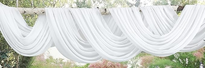WARM HOME DESIGNS 10 Yards White Chiffon Fabric for Kitchen or Wedding Arch Decorations. CF 360 WHITE