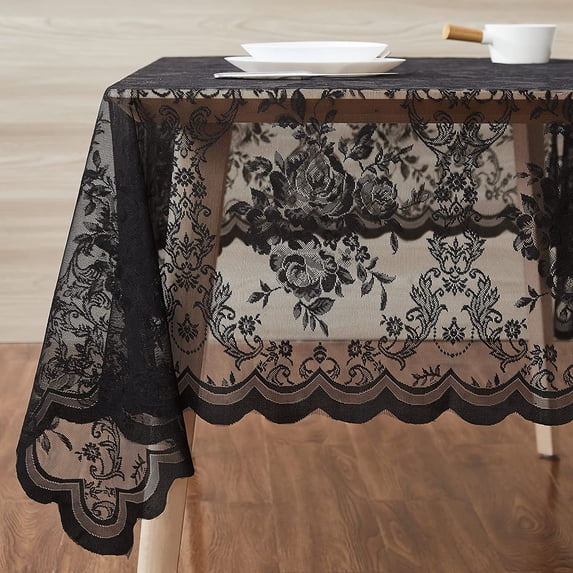 WARM HOME DESIGNS 54x72 Tablecloth for 6-8 Guests. LTC 72 BLACK