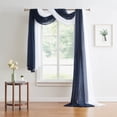 thumbnail image 1 of WARM HOME DESIGNS 55 x 144 Inch White & Navy Blue Double Window Scarves Bundle. AS White & N Blue 144, 1 of 5