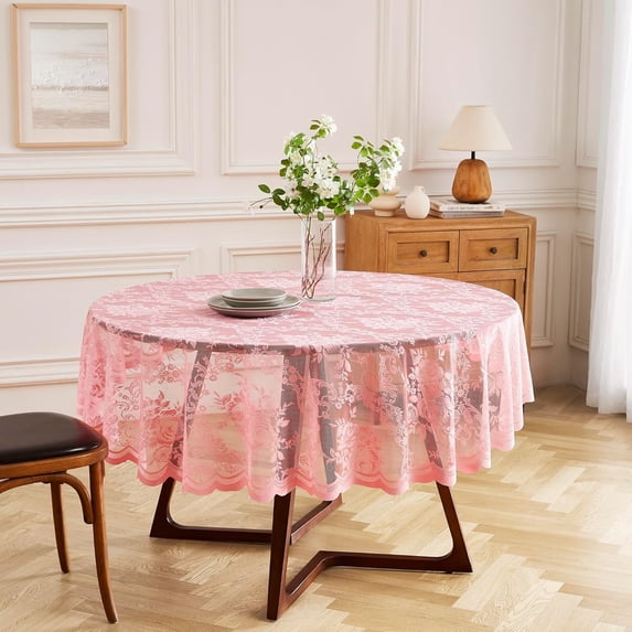 WARM HOME DESIGNS 70 Inch Round Rose English Rose Lace Tablecloth. LTC Rose 70