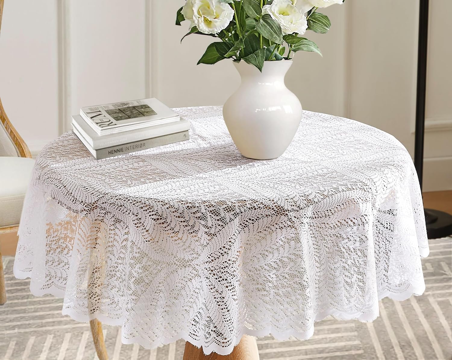 Carnation Home Fashions 70'' Round, Vinyl Tablecloth with Polyester ...