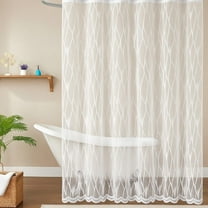 WARM HOME DESIGNS 72 Inch Geometric White Shower Curtain. RITA SHOWER 72 WHITE