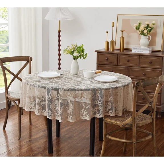 WARM HOME DESIGNS Elegant Small Gothic 36 Inch Linen Round Tablecloth for Rustic Kitchen or Wedding Decor.MTC Linen Round 36
