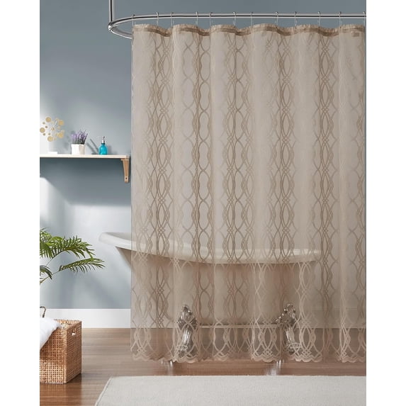 WARM HOME DESIGNS Golden Linen Modern Shower Curtain 84 Inches Long. GSH Linen 84