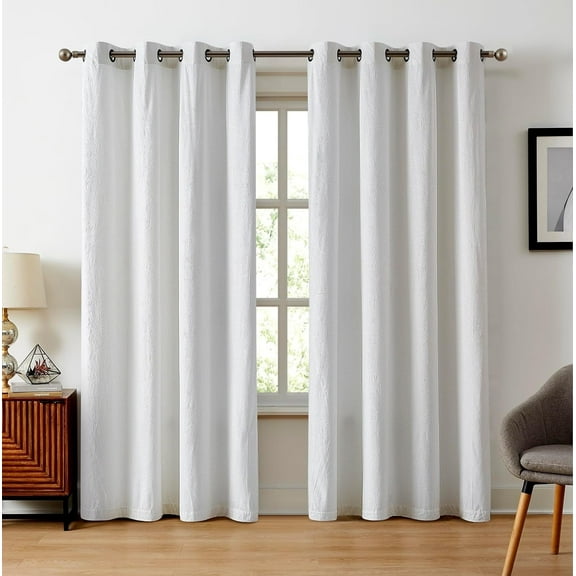 WARM HOME DESIGNS Velvet Ivory Curtains With Embossed Damask Design 84 Inches Long. VE Ivory 84