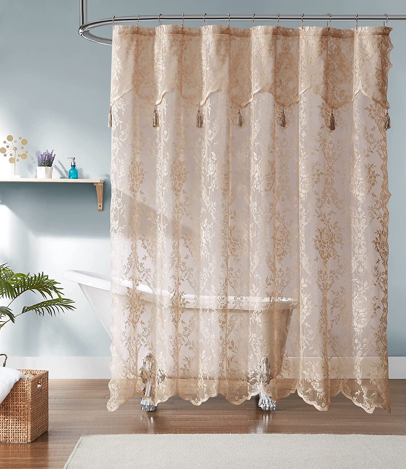 Golden Linens One Piece Crushed Voile Sheer Shabby Chic Gypsy Ruffle