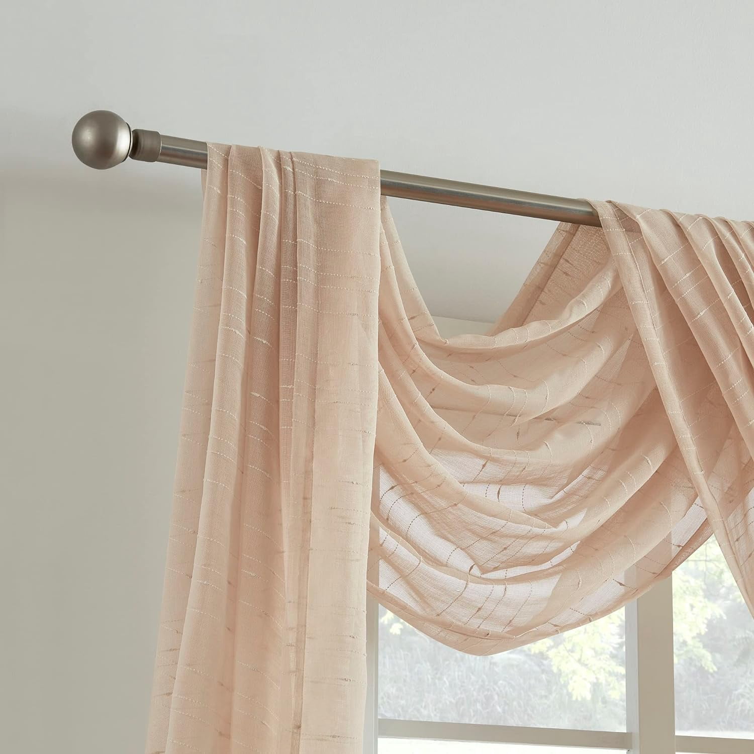Target Window Scarf WARM HOME DESIGNS Luxury Linen Window Scarf with Dotted Stripes Pattern ...
