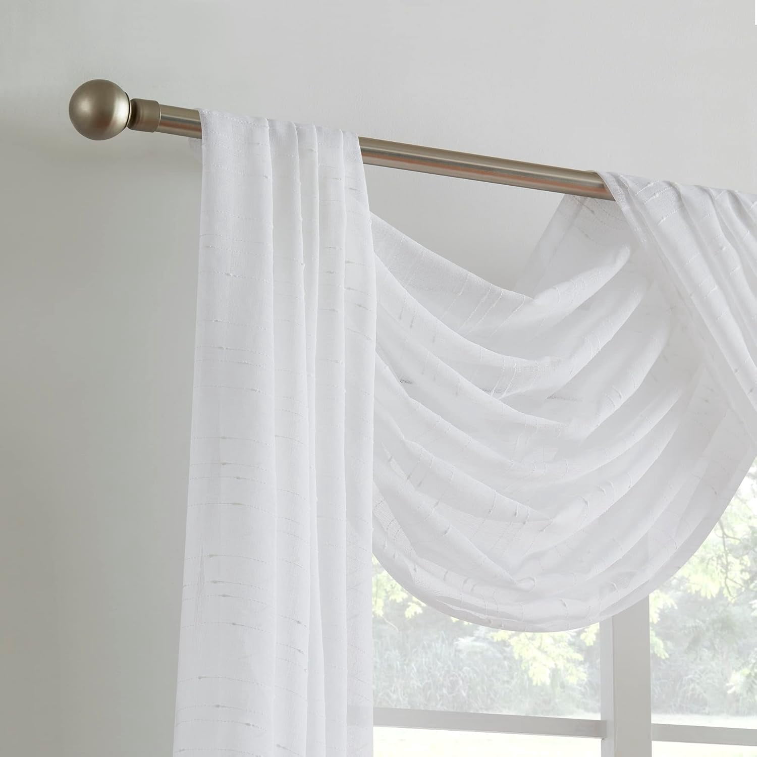 Target Window Scarf WARM HOME DESIGNS Luxury White Window Scarf with Dotted Stripes Pattern ...