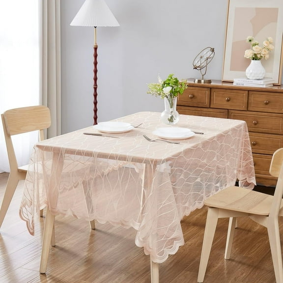 WARM HOME DESIGNS Oblong Tablecloth 60 x 104 Inches. Lace Modern Tablecloth is Perfect as Holiday Tablecloth or Banquet Tablecloth. RIT Linen 104