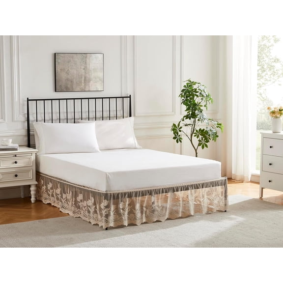 WARM HOME DESIGNS Queen Size Bed Skirt for Queen Bed. Our Linen Bed Skirt Goes Great with Farmhouse or Victorian Bedding. Queen Dust Ruffle Lace Bed Skirt for Any Bedroom Décor. DO Linen Queen