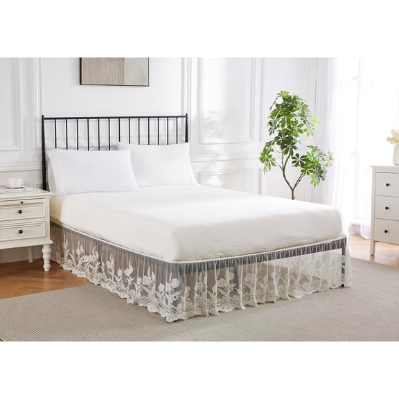WARM HOME DESIGNS Twin Size Bed Skirt for Twin Bed. Our Beige Bed Skirt Goes Great with Farmhouse or Victorian Bedding. Twin Dust Ruffle Lace Bed Skirt for Any Bedroom Décor. DO Beige Twin