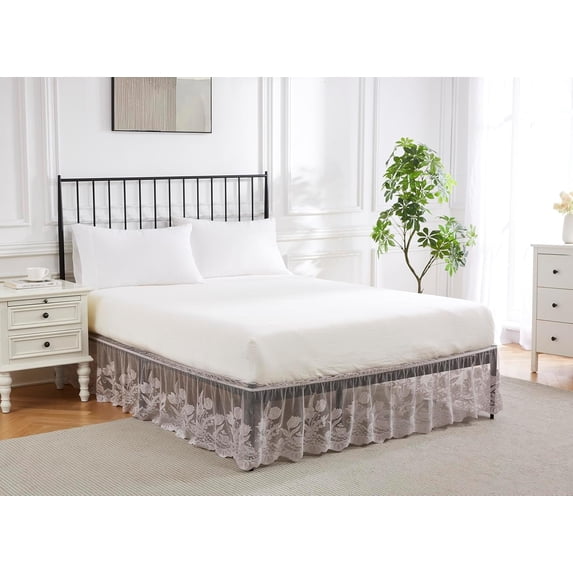 WARM HOME DESIGNS Twin Size Bed Skirt for Twin Bed. Our Silver Bed Skirt Goes Great with Farmhouse or Victorian Bedding. Twin Dust Ruffle Lace Bed Skirt for Any Bedroom Décor. DO Silver Twin