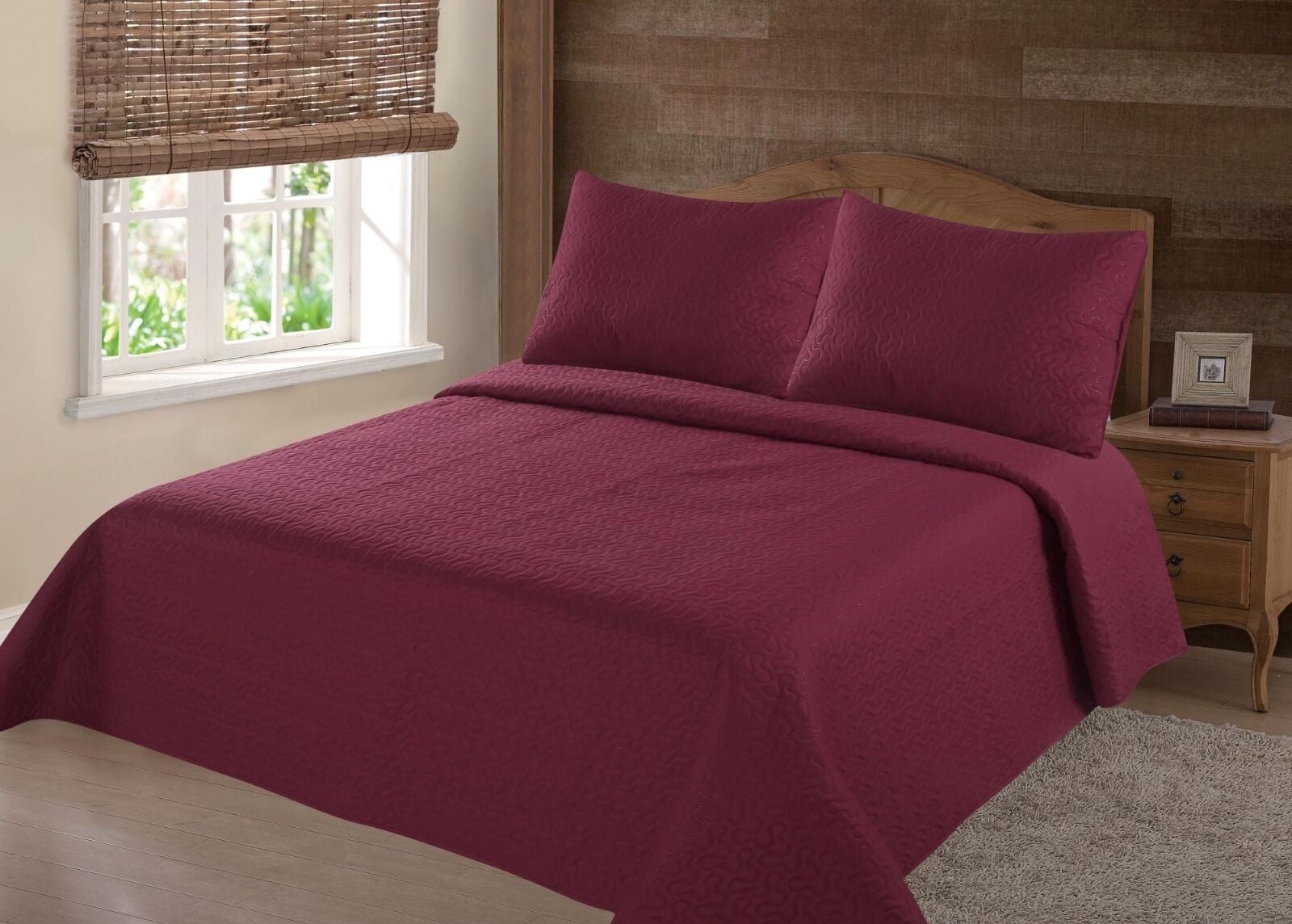WARM SUPERSOFT QUILT SET MIDWEST NENA BURGUNDY SOLID BEDDING BEDSPREAD COVERLET PILLOW CASES INCLUDES KING 1 QUILT SIZE: 101"X86" 2 PILLOWCASE