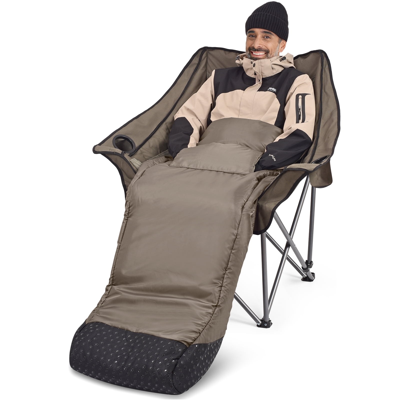 WARM-U-FEET Oversized Padded Comfort Camping Chair with Foot