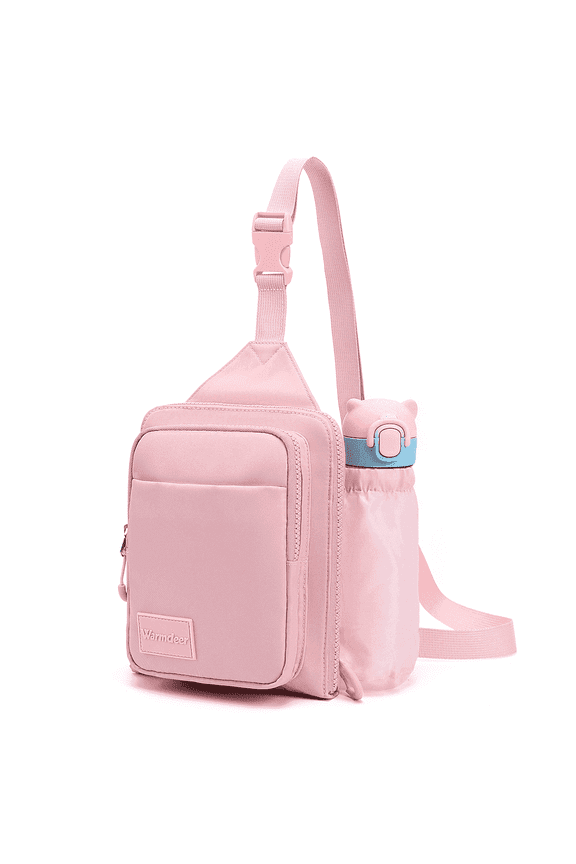 2-in-1 Nylon Crossbody Sling Bag for Men and Women, Water Resistant Travel Fanny Pack with Bottle Holder and RFID Protection, Adjustable Strap