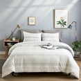 thumbnail image 1 of WARMDERN Cotton 800 Thread Count 3 Piece Duvet Sets King with Pillowcase and Duvet Cover, 1 of 9