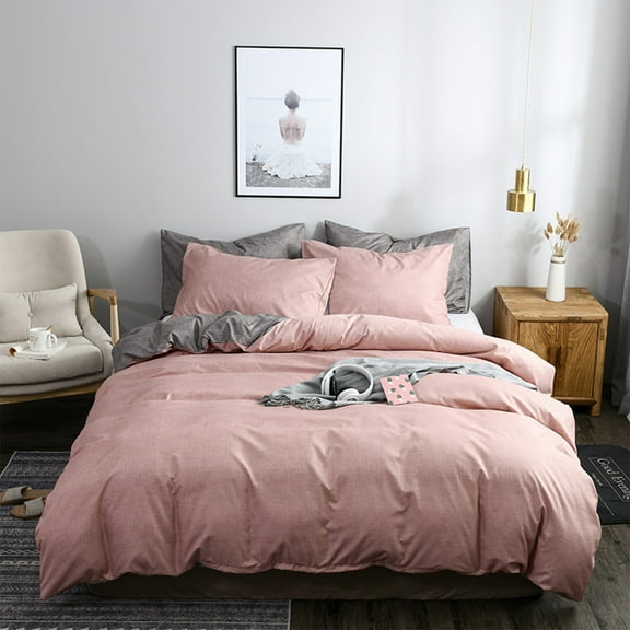 WARMDERN Pink Duvet Cover Sets Twin Size 100% Washed Duvet Cover Super Soft Microfiber 2 Pieces Luxury Soft Bedding Sets 1 Duvet Cover 66x90 inches and 1 Pillow Shams