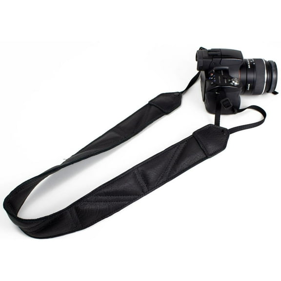 Perri's Leathers CSL-07 Garment Leather Camera    Strap, Black Padded with Triangle Stitch