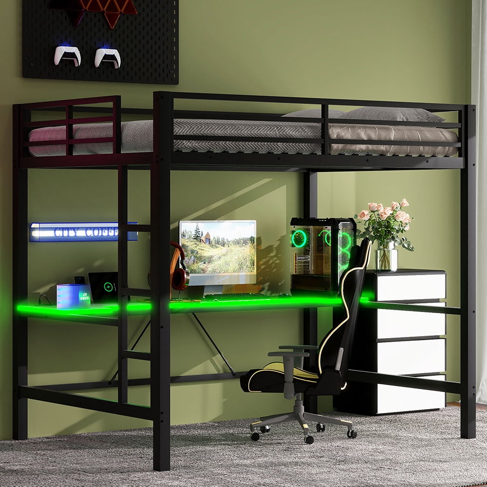Full Size Loft Bed Gaming Setup