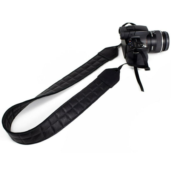 Perri's Leathers Perri's Leathers CSL-03 Garment Leather Camera Strap, Black Padded with Quilted Stitch