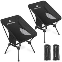 WARMOUNTS 2-Pack Portable Camping Chair, 400LBS Folding Backpacking Chair w/ Side Pocket Carrying Bag, Ultralight Compact Beach Chair for Picnic Hiking Fishing