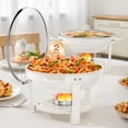 thumbnail image 1 of WARMOUNTS White Chafing Dishes for Buffet 2 Pack, 5QT Maifanite Coating Round Chafing Dish Buffet Set, Rolled-Rim Glass Lid & Lid Holder for Parties Serve Wedding Birthday Church Event, 1 of 11