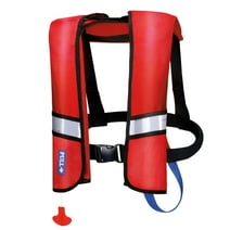 WARMOUNTS Automatic Inflatable Life Jacket with Reflectors & Whistle, Adult PFD Survival Buoyancy Vest for Boating, Fishing, Sailing, Surfing, Kayaking & Swimming ( Max Waist Size: 50'' )