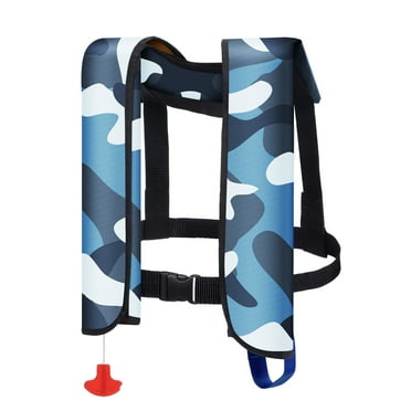 WARMOUNTS Automatic Inflatable Life Jacket w/ Whistle, Adult PFD Survival Buoyancy Vest for Boating Fishing Sailing Surfing Kayaking for Men Women Max Waist Size: 50''