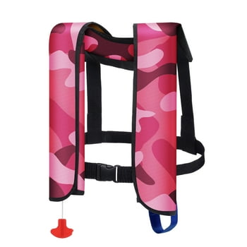 WARMOUNTS Automatic Inflatable Life Jacket w/ Whistle, Adult PFD Survival Buoyancy Vest for Boating Fishing Sailing Surfing Kayaking for Men Women Max Waist Size: 50''