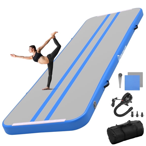 WARMOUNTS Inflatable Kids Gymnastics Mat, 16 ft Tumbling Mat, Air Training Pad w/ Electric Pump, 4'' Thick Tumble Track for Home, Gym, Cheerleading, Water, Outdoor