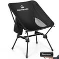 thumbnail image 1 of WARMOUNTS Portable Camping Chair, 400LBS Folding Backpacking Chair with Side Pocket & Carrying Bag, Ultralight Compact Beach Chair for Picnics Hiking Fishing, Black, 1 of 12